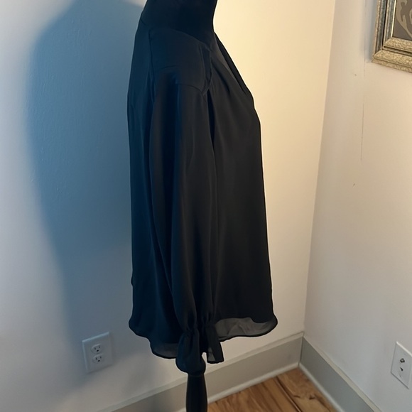 Calvin Klein black pull over casual relaxed poet sleeves top blouse Sz L - Picture 4 of 9